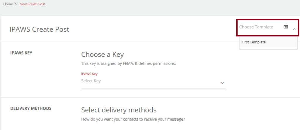 Regroup IPAWS create template screenshot